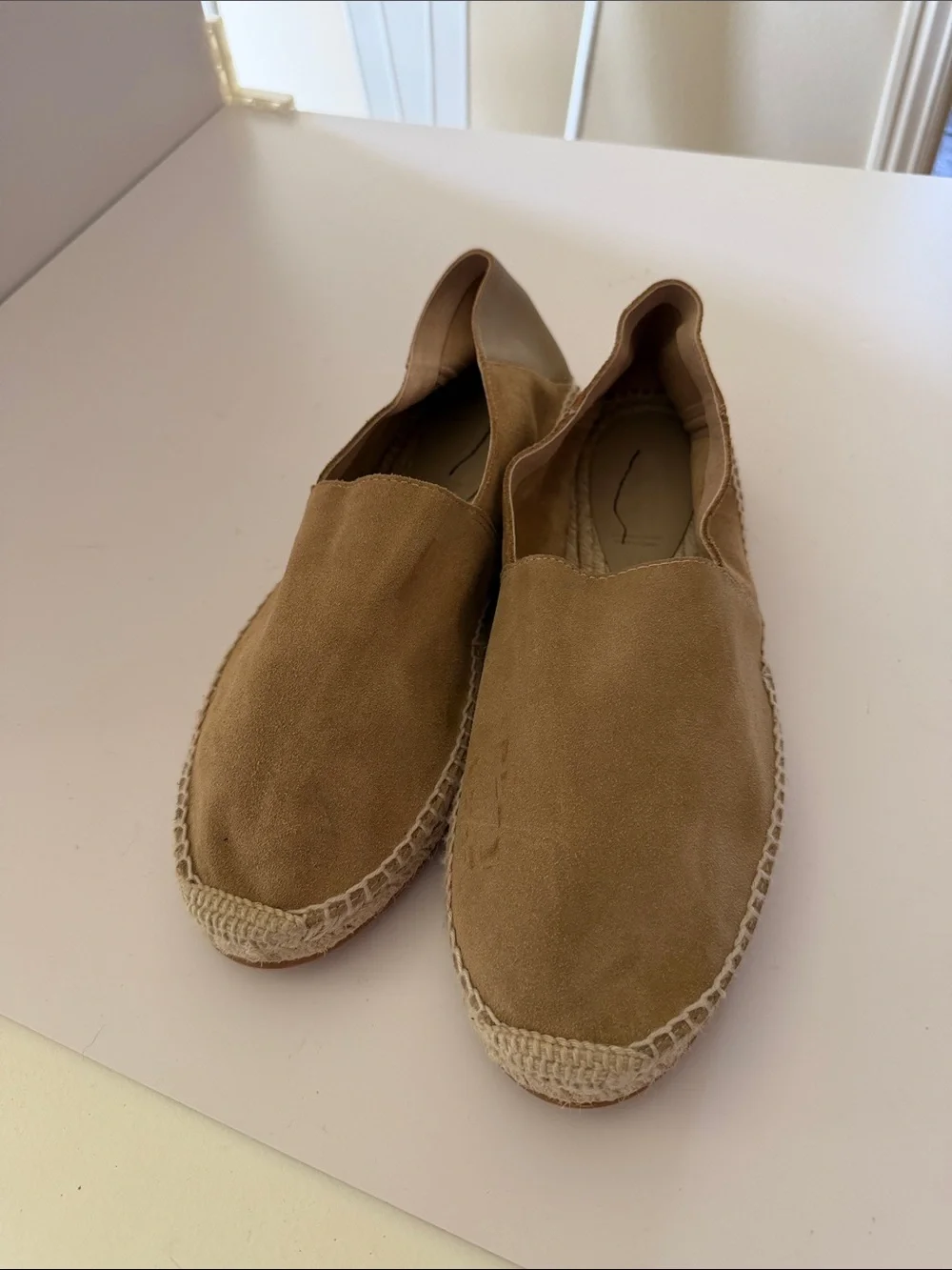 Todd Snyder Tan Suede Espadrilles New/Flawed Sz 11.  Tub8